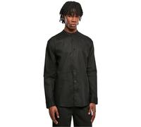 Urban Classics Cotton Linen Stand Up Collar Camiseta Camisa, Negro, XXXL para Hombre