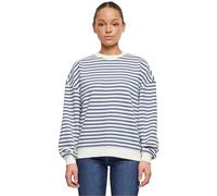 Urban Classics Cuello Redondo de Rayas de Gran tamaño para Mujer Sudadera, White Sand/Vintage Blue, XXL