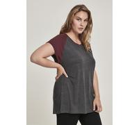 Urban Classics Female Shirt Ladies Contrast Raglan Tee Charcoal/Redwine 3XL