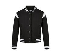 Urban Classics Girls Inset College Sweat Jacket Chaqueta, Blanco/Negro, 122 cm-128 cm para Niñas