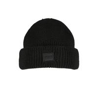 Urban Classics Gorro de punto de lana Fisherman con parche de logotipo Unisex Negro Talla única