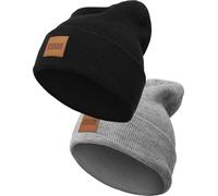 Urban Classics Gorro infantil parche con logotipo Gorro infantil 2 paquetes Negro+Gris 158/164