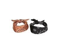 Urban Classics Halstuch 2er-Pack Satin Bandana für Damen und Herren Stirnband, Kopfband Doppelpack, Black+Cognac, Talla adecuada Unisex Adulto