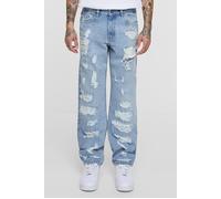 Urban Classics Heavy Ounce Straight Fit Heavy Destroyed Jeans New Light Blu Talla: 28 | Vaqueros rectos Outlet | Hombre |