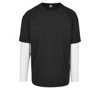 Urban Classics Hombre Oversized Shaped Double Layer LS tee Camiseta Not Applicable, Multicolor (Black/White 00826), Medium