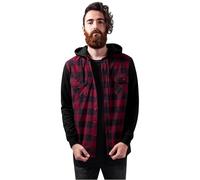 Urban Classics Hooded Checked Flanell Sweat Sleeve Shirt Sudadera, Multicolor (blk/Burgundy/blk 798), M para Hombre