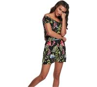 Urban Classics Jumpsuit Ladies AOP Off Shoulder Short Einteiler Pantalones de Vestir, Black Flower, 4XL para Mujer