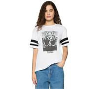 Urban Classics Ladies 2Pac Stripes tee Camisetas, Blanco, XS para Mujer