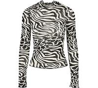 Urban Classics Ladies AOP Mesh Turtleneck Longsleeve Camiseta, Negro/Blanco, S para Mujer