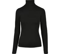 Urban Classics Camiseta Mujer Basic cuello alto manga larga Negro M