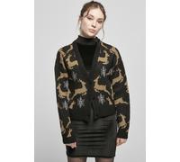 Urban Classics Ladies Cardigan Ladies Short Oversized Christmas Cardigan Negro/Oro 5XL