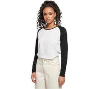 Urban Classics Ladies Contrast Raglan Mujer Camiseta Manga Larga Blanco-Negro Regular