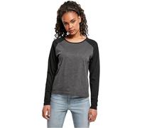 Urban Classics Ladies Contrast Raglan Mujer Camiseta Manga Larga Gris Marengo/Negro S