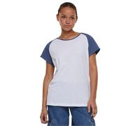 Urban Classics Ladies Contrast Raglan tee, Camiseta Mujer, White/Vintageblue,