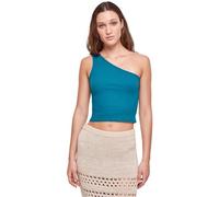 Urban Classics Ladies Cropped Asymmetric Top, Camisa Cami Mujer, Watergreen,