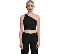 Urban Classics Ladies Cropped Asymmetric Top Camiseta Deportiva de Tirantes, Negro (Black 00007), Medium para Mujer