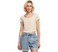 Urban Classics Ladies Cropped Button-Up Rib Mujer Camiseta Negro 97% algodón, 3% Spandex Regular