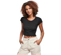 Urban Classics Ladies Cropped Button-Up Rib Mujer Camiseta Negro 97% algodón, 3% Spandex Regular