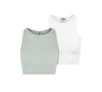 Urban Classics Ladies Cropped Rib Top 2-Pack Camiseta, Menta escarchada + Blanco, S para Mujer