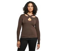 Urban Classics Ladies Crossed Cut Out Longsleeve Camiseta para Mujer, Marrón (Marrón), XS