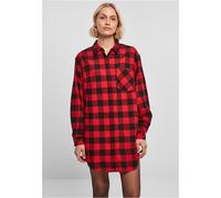 Urban Classics Ladies Dress Ladies Oversized Check Flannel Shirt Dress Negro/Rojo XS