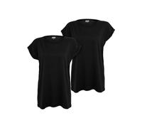 Urban Classics Ladies Extended Shoulder 2 Pack Mujer Camiseta Negro 100% algodón Ancho