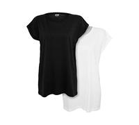 Urban Classics Ladies Extended Shoulder 2 Pack Mujer Camiseta Negro Ancho
