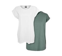 Urban Classics Ladies Extended Shoulder Tee 2-Pack, Camiseta, Mujer, Blanco/Verde (Pale Leaf), XS