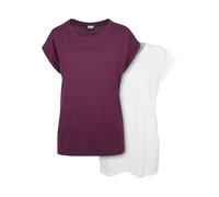 Urban Classics Ladies Extended Shoulder Tee 2-Pack, Camiseta, Mujer, Multicolor (White/Cherry), XS