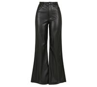 Urban Classics Pantalones de mujer Pantalones de pierna ancha de imitación de cuero negro 28