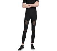 Urban Classics Ladies Flock Lace Inset Leggings, Negro, L Delgado para Mujer