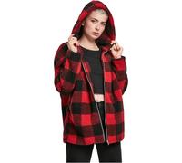 Urban Classics Ladies Hooded Oversized Check Sherpa Mujer Chaqueta de Invierno rojo/negro