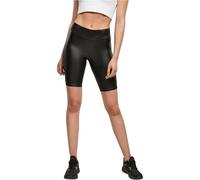 Urban Classics Ladies Imitation Leather Cycle Shorts, Pantalones Cortos de Yoga, Mujer, Negro, S