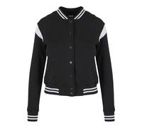 Urban Classics Ladies Inset College Sweat Jacket, Sudadera Mujer, Negro (Blk/Wht 00050), Large