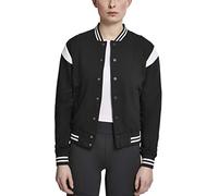 Urban Classics Ladies Inset College Sweat Jacket, Sudadera Mujer, Negro (Blk/Wht 00050), Small