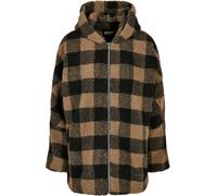 Urban Classics Ladies Jacket Chaqueta con capucha Oversized Check Sherpa Jacket Softtaupe/Negro 3XL