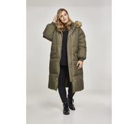Urban Classics Ladies Jacket Ladies Oversize Faux Fur Puffer Coat Darkolive/Beige S