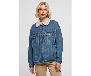 Urban Classics Ladies Jacket Ladies Oversized Sherpa Denim Jacket Clearblue Washed L