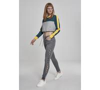 Urban Classics Ladies' jumper Ladies Cropped 3-Tone Stripe Crew Grey/Jasper/Chromeyellow XL
