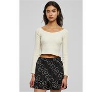 Urban Classics Ladies Ladies Short Rib Wide V-Neck Longsleeve Whitesand XS