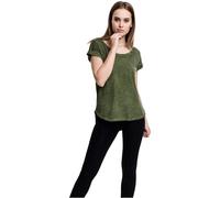 Urban Classics Ladies Long Back Shaped Spray Dye tee Camiseta, Verde (Olive 176), Large para Mujer