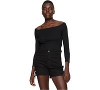 Urban Classics Ladies Off Shoulder Rib Longsleeve Camiseta, Negro, S para Mujer