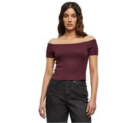 Urban Classics Ladies Off Shoulder Rib Tee, Camiseta Mujer, Rojo (redwine), S
