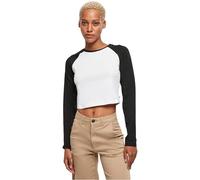 Urban Classics Ladies Organic Cropped Retro Baseball Longsleeve Camiseta para Mujer, Multicolor (White/Black), XS
