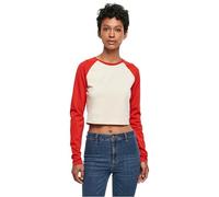 Urban Classics Ladies Organic Cropped Retro Baseball Longsleeve Camiseta para Mujer, Multicolor (Whitesand/Hugered), XS