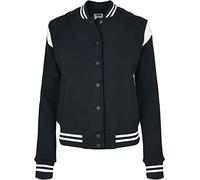Urban Classics Ladies Organic Inset College Sweat Jacket Chaqueta de Videojuegos, Blanco/Negro, XS para Mujer