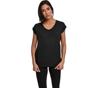 Urban Classics Ladies Round V-neck Extended Shoulder Tee, Camiseta, Mujer, Negro (Black 00007), L