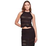 Urban Classics Ladies Short Crochet Knit Neckholder Top Camisa Cami, Black, S para Mujer