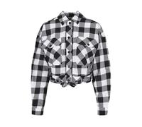 Urban Classics Ladies Short Oversized Check Shirt Black/white Talla: XXL | Camisas Outlet | Mujer | Negro