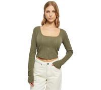 Urban Classics Ladies Short Rib Corsage Longsleeve Camiseta para Mujer, Verde (Olive), S